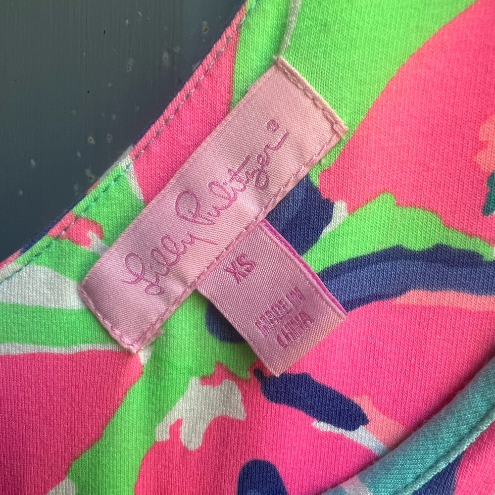 Lily Pulitzer pre-loved floral handkerchief dress in XS.